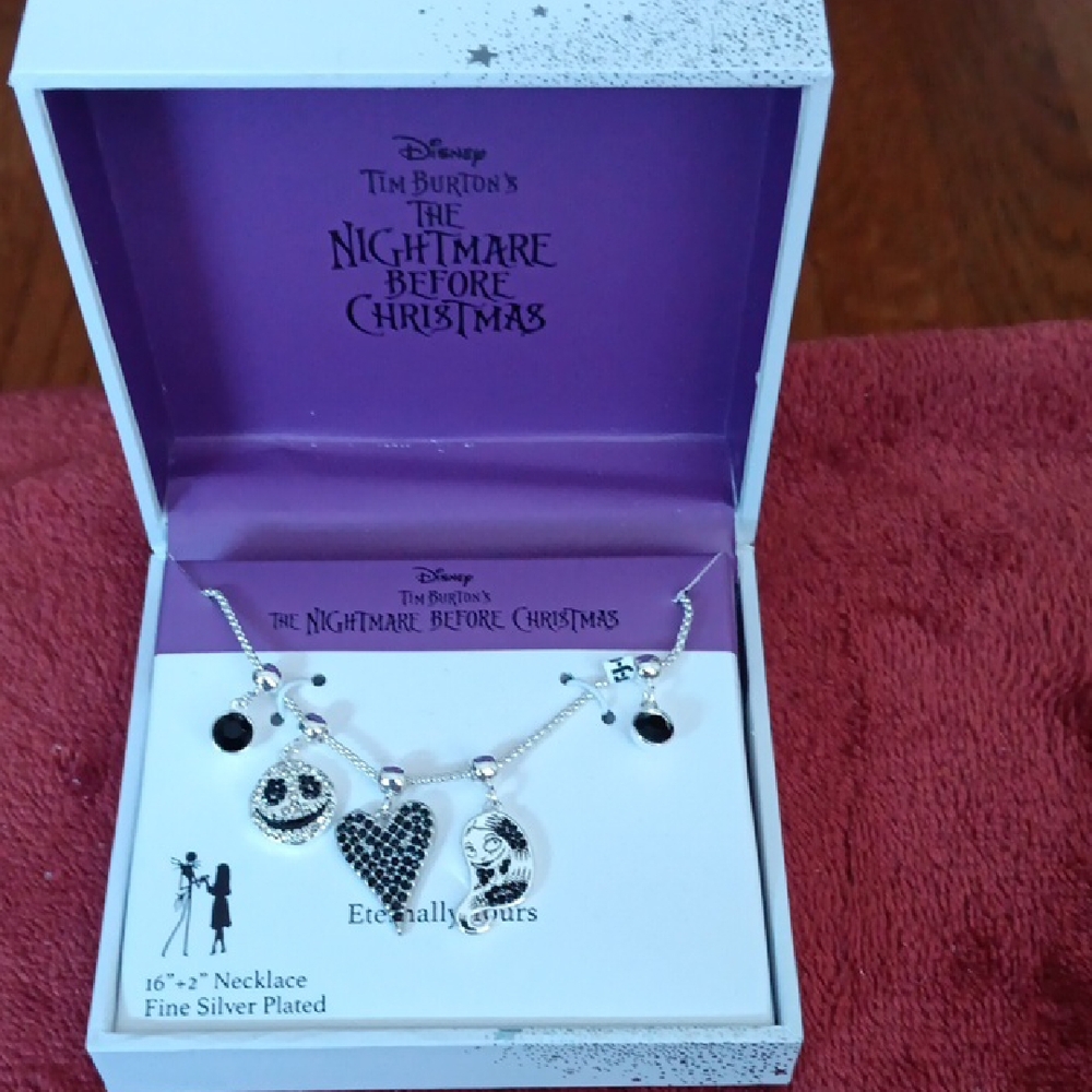 Disney Silver Necklace with Black and White Charms - Nightmare Before Christmas